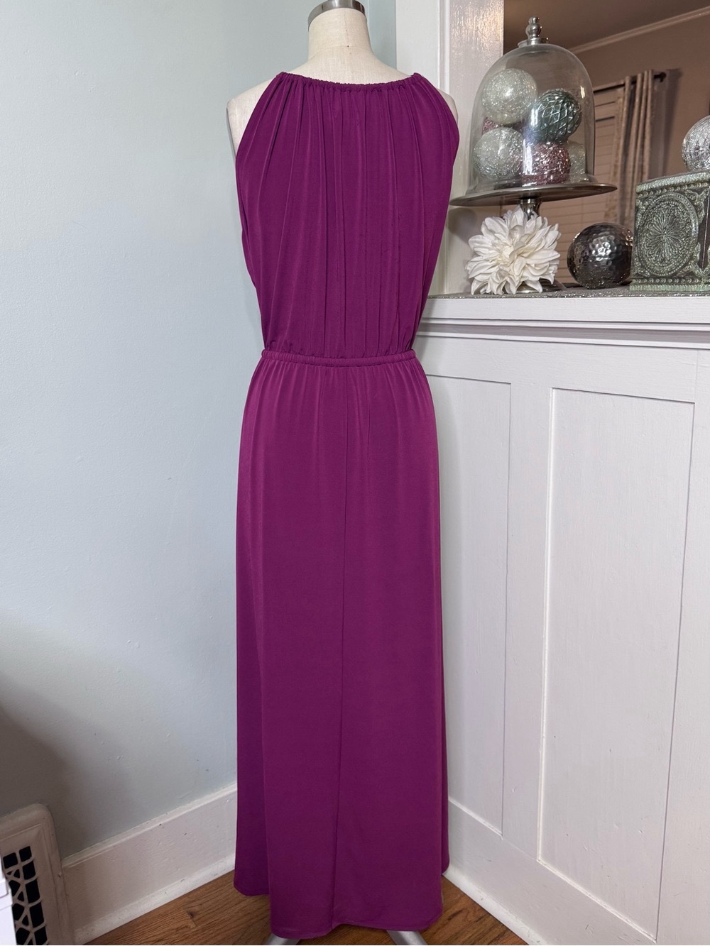 Lane Bryant Purple Halter Maxi Dress Elastic Tie Waist & Rose Gold Detail 22/24 - Picture 4 of 9